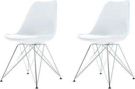 Essence Metal Stoel wit - Chroom onderstel - Set van 2