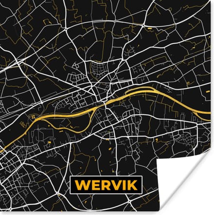 Poster Plattegrond - Goud - Kaart - Wervik - Stadskaart - 75x75 cm