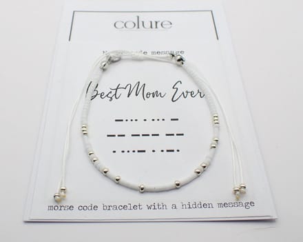 Colure® morse code armband glanzendwit Best Mom Ever