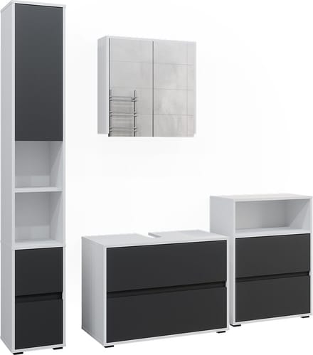 Vicco Badkamermeubelset Maltin, Wit/Antraciet, 4-delig