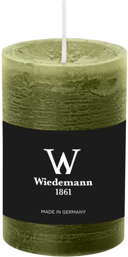 Wiedemann Cilinderkaars/stompkaars - rustieke kaars - olijfgroen - 6 x 9 cm - 30 branduren