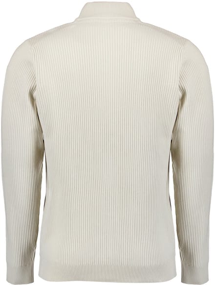 No Excess Cardigan full zip tuck stitch chalk