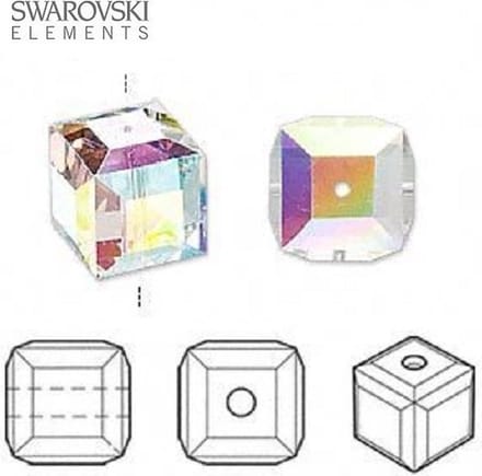 Swarovsi Elements, 2 stuks kubus kralen van 12mm (5601), clear AB