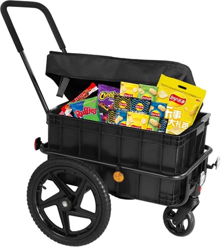Stevige 2-in-1 Boodschappenkar en Fietskar met 86 Liter Inhoud