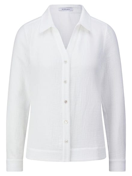 Blouse lange mouwen Van Peter Hahn wit