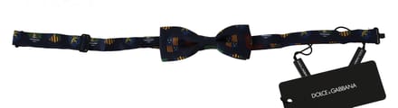 Dolce & Gabbana Blauwe Vlaggen 100% Zijde Verstelbare Hals Papillon Heren Strik
