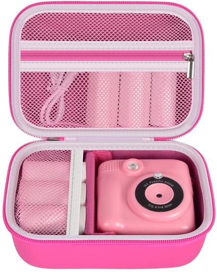 Crrynuo - Kindercamera Tas - Roze - PU+EVA - Beschermend - Draagbaar - Voor Digitale en Instant Cameras