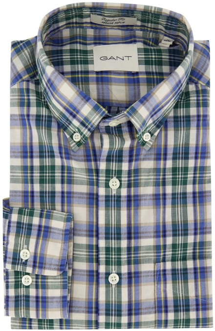 Casual overhemd Gant Regular Fit blauw groen geruit