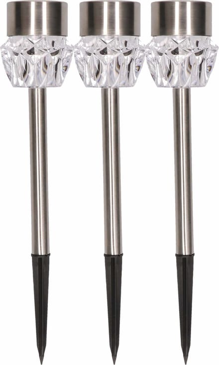HI Padverlichting solar LED 3 st kristal