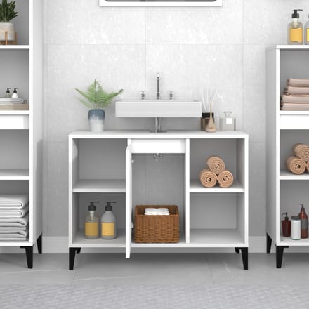vidaXL - Wastafelkast - 80x33x60 - cm - bewerkt - hout - wit