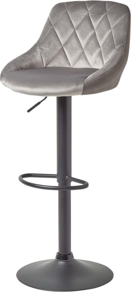 Homescapes - Barkruk Henley - fluwelen barkruk in hoogte verstelbaar 97cm - grijs