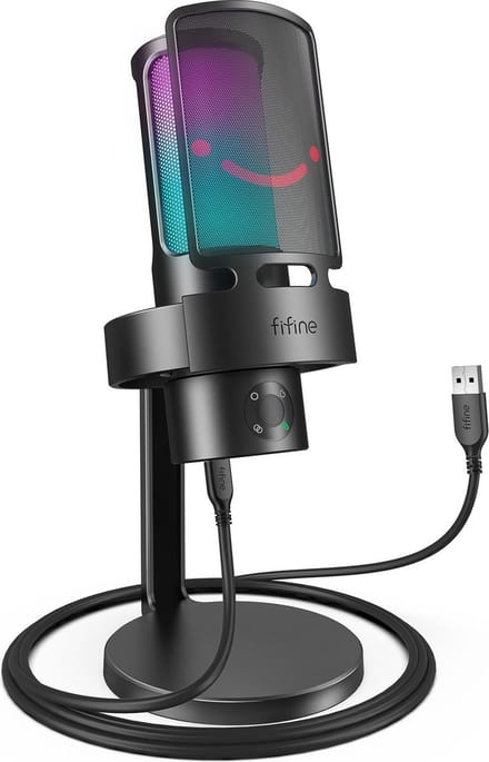 FIFINE - A8 - USB RGB Streaming - Gaming - Podcast - Geschikt voor - PS5 / PS4 / PC / Windows - Touch Mute Knop - Filter - Zwart