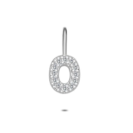 Twice As Nice Hanger in zilver, letter O met steentjes