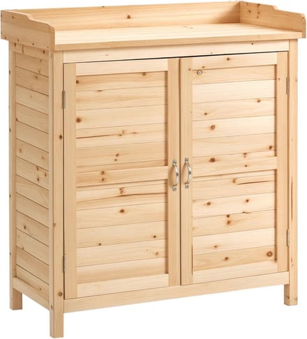 Tuinkast met dubbele deur en interne plank - Massief hout - 83L x 40B x 92H cm