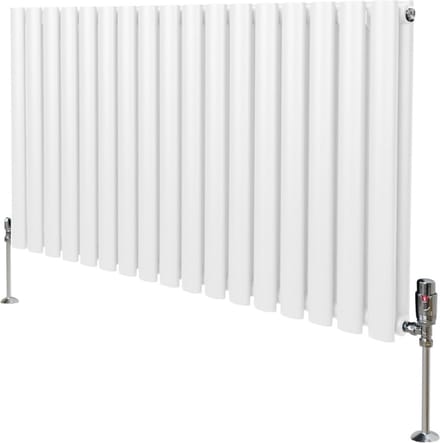 Ovale radiator + trv-chroomkranen - wit - 600mm x 1020mm - 4562 btu