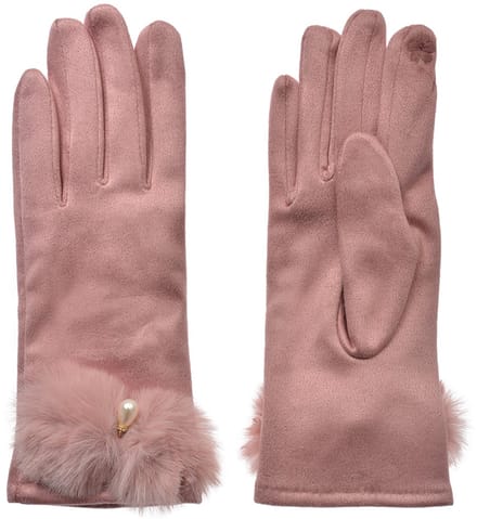 Clayre & Eef Handschoenen Winter 9x23 cm Roze Polyester
