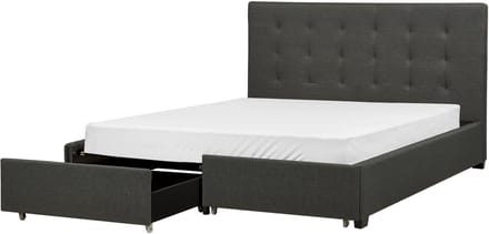 ROCHELLE - Bed opbergruimte - Donkergrijs - 160 x 200 cm - Polyester