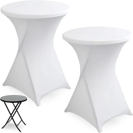 2x Elastische Statafelhoes Wit - Universele Stretch Tafelkleed voor Feest en Bar