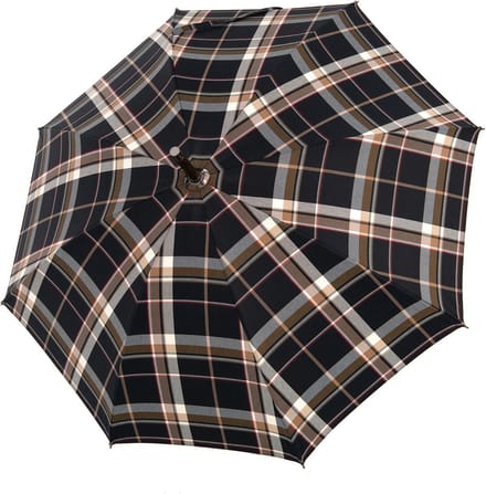 Doppler Manufaktur Zürs Chestnut Stick Paraplu 91 cm - 106cm Diameter - ckeck black-brown