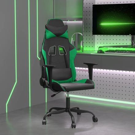 vidaXL - Massage - gamestoel - kunstleer - zwart - en - groen