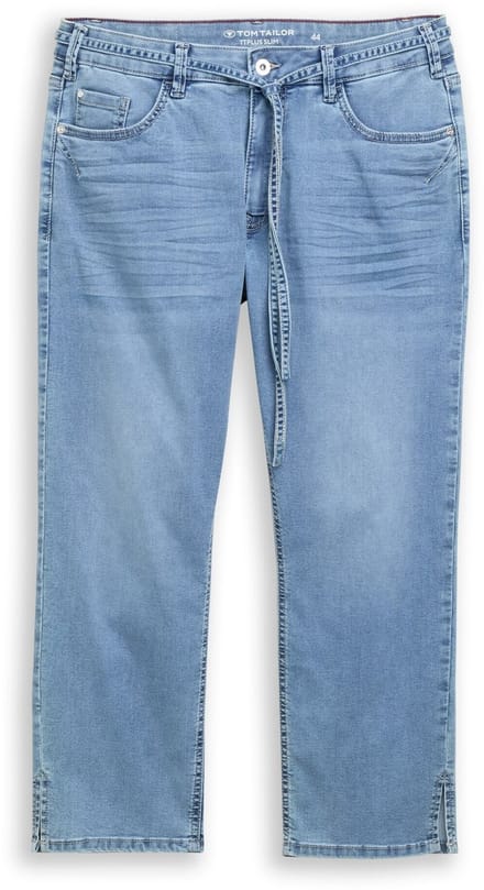 Tom Tailor - Plus Size - TTPLUS SLIM jeans met strikceintuur - Maat 44 - Clean Light Stone Blue Denim