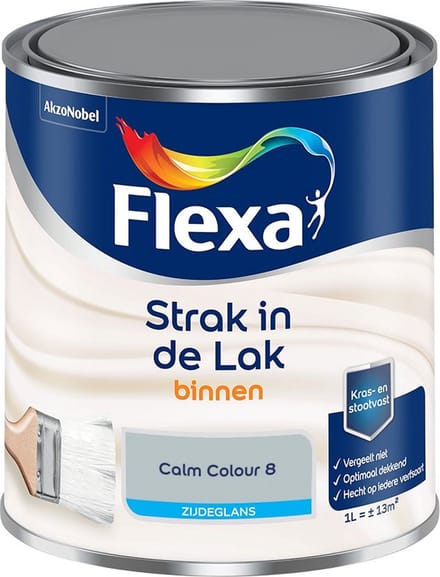 Flexa - Strak In De Lak Binnenlak Zijdeglans - Calm Colour 8 - Mengverf - 1 L