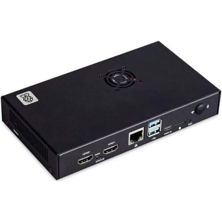 SBC-behuizing Geschikt voor serie: Raspberry Pi® Incl. actieve koeler Zwart