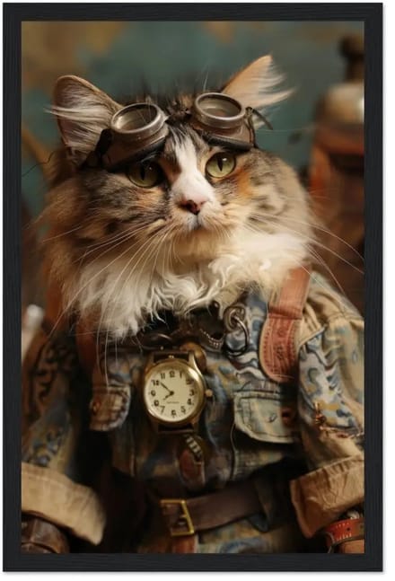 st tropez art inlijsting manx kat - 28x43cm