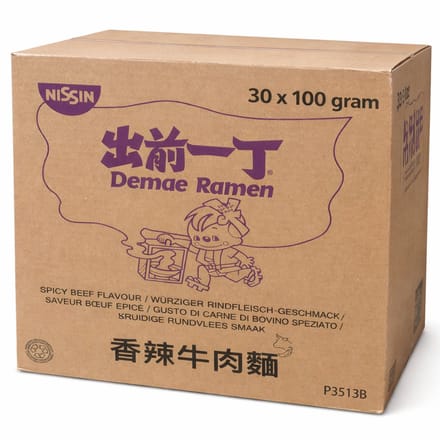 Nissin Demae Ramen noedels SPICY BEEF, 30 x 100 gram