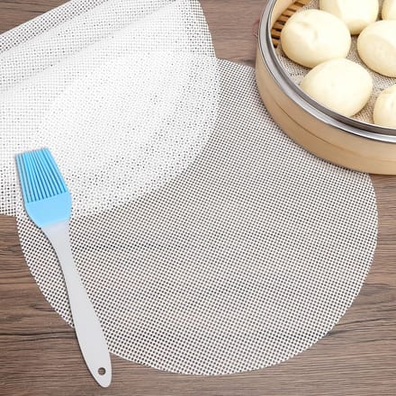 Siliconen Dempermat - Ronde Stoommat - Dim Sum Koken - Geperforeerd Ontwerp - 28 cm Diameter - Wit