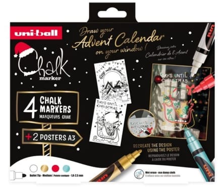 Uni Chalk Markers Kerst 4 stuks