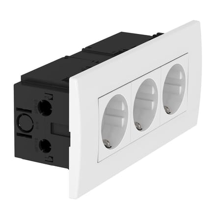 Drievoudige Stopcontactmodule 45 Wandunit Puur Wit (Europese Stekkerdoos) - 6119414