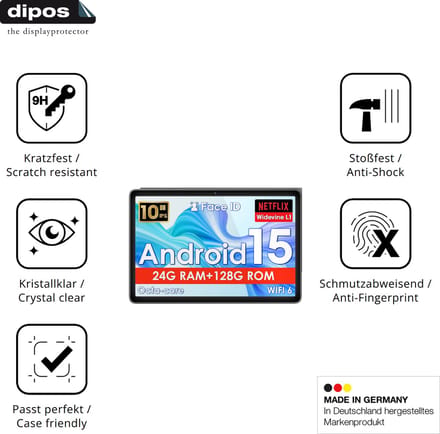 dipos – 2x Pantserfolie geschikt voor Mentume K80 10.1" | 9H Screenprotector