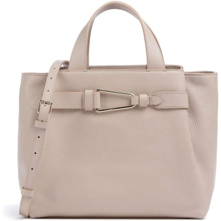 COCCINELLE Leren Schoudertas Malory Handbag Grained Leather Rosette Beige