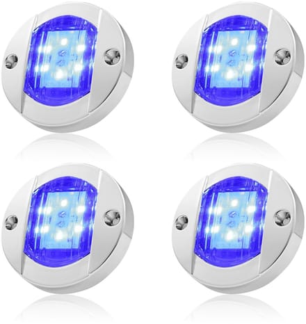 Allecto - LED Boot Lichten - Boot Interieur Verlichting - Spatwaterdicht - Blauw/Wit - Boot Accessoires - LED Spiegelbevestiging Licht - Geschikt v...