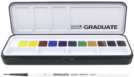 Daler-Rowney Graduate Watercolour Set 12 Half Pans 1 Brush