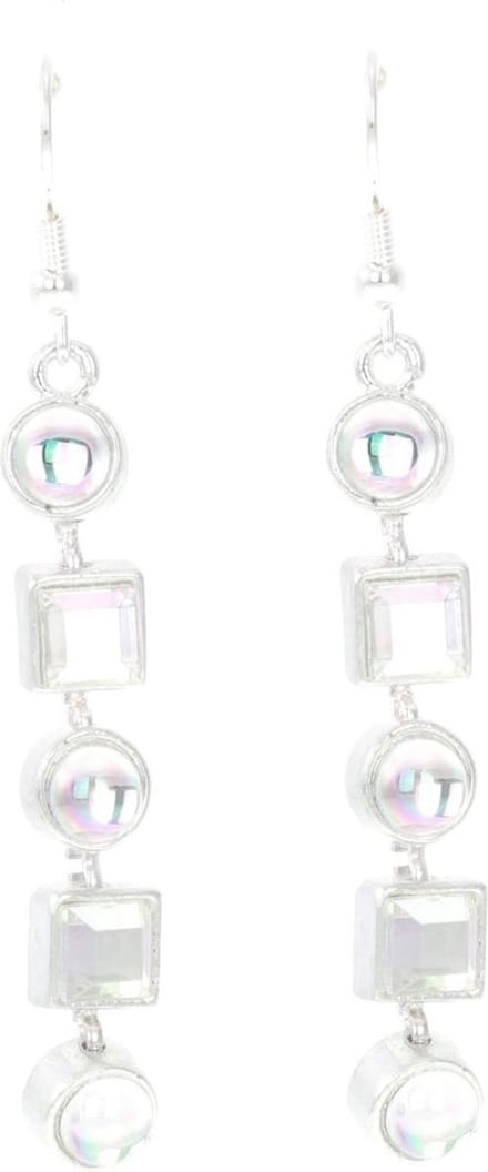 Behave - Oorbellen zilverkleur multikleur stenen - Glam look - Avond