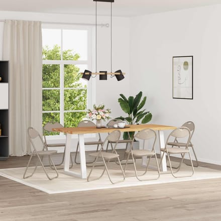 vidaXL Inklapbare stoel 8 st Nep Leer Zand 48 x 43,5 x 81 cm
