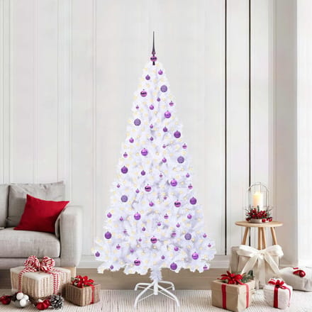 vidaXL - Kunstkerstboom - met - 300 - LED - Wit - 210 - cm - PVC - en - Staal