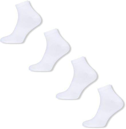 Basset Bamboe - Unisex Quarter Sokken - 4-Pack - Maat 43/46 - Wit
