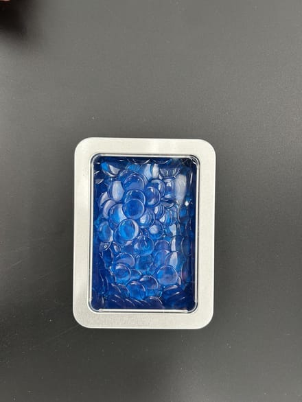 Rekenfiches in blikje (12x8 cm), Transparant blauw (200 st.)