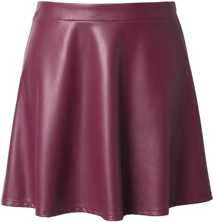 MIAMODA - Dames - Cirkelrok in leerlook flared fit zijritssluiting - Donker wijnrood - Maat 44