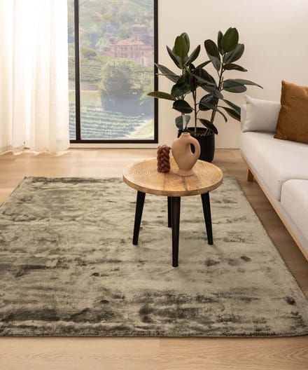 Viscose vloerkleed vierkant - Pearl olijfgroen 200x200