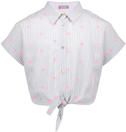 Geisha - Blouse knot neon flower - Wit - Maat 164