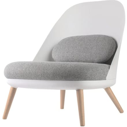Lounge fauteuil, gestoffeerd, B 700 x D 655 x H 755 mm, 4-poten, witte zitschaal