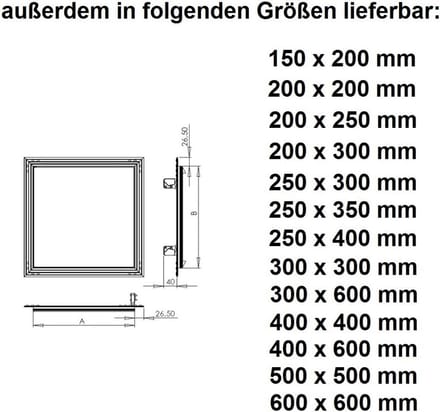 Revisiedeurtje Gipsplaat 200x250mm met Aluminium Frame - Vochtbestendig