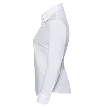 Russell Collection Dames/Dames Oxford Easy-Care overhemd met lange mouwen (Wit)