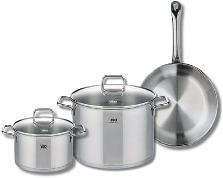 Set van 1 Koekenpan 28 cm en 2 kookpotten 20 en 26 cm Elo Profi Citrin