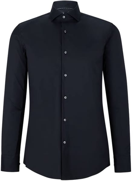 BOSS Hank slim fit overhemd - popeline - zwart - Strijkvriendelijk - Boordmaat: 46