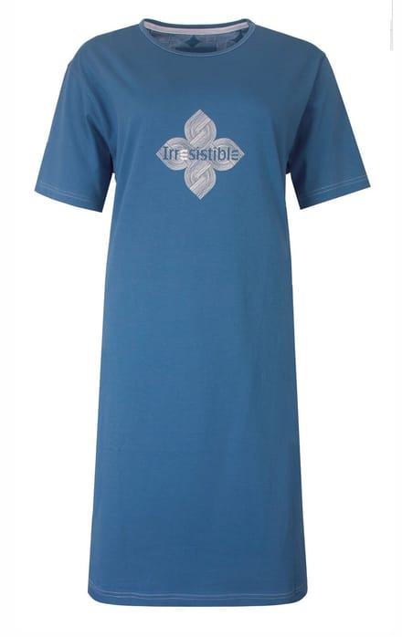 Irresistible Dames Nachthemd - Korte Mouwen - Ocean Blue - Maat XL